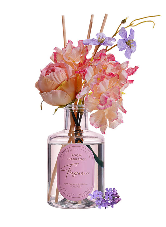 NOVO Scented Reed Diffuser, Artificial Flower Home Fragrance Oil with 4 Sticks for Bedroom,Home D¨¦cor,Office & Bathroom 200ml-Mint Rose