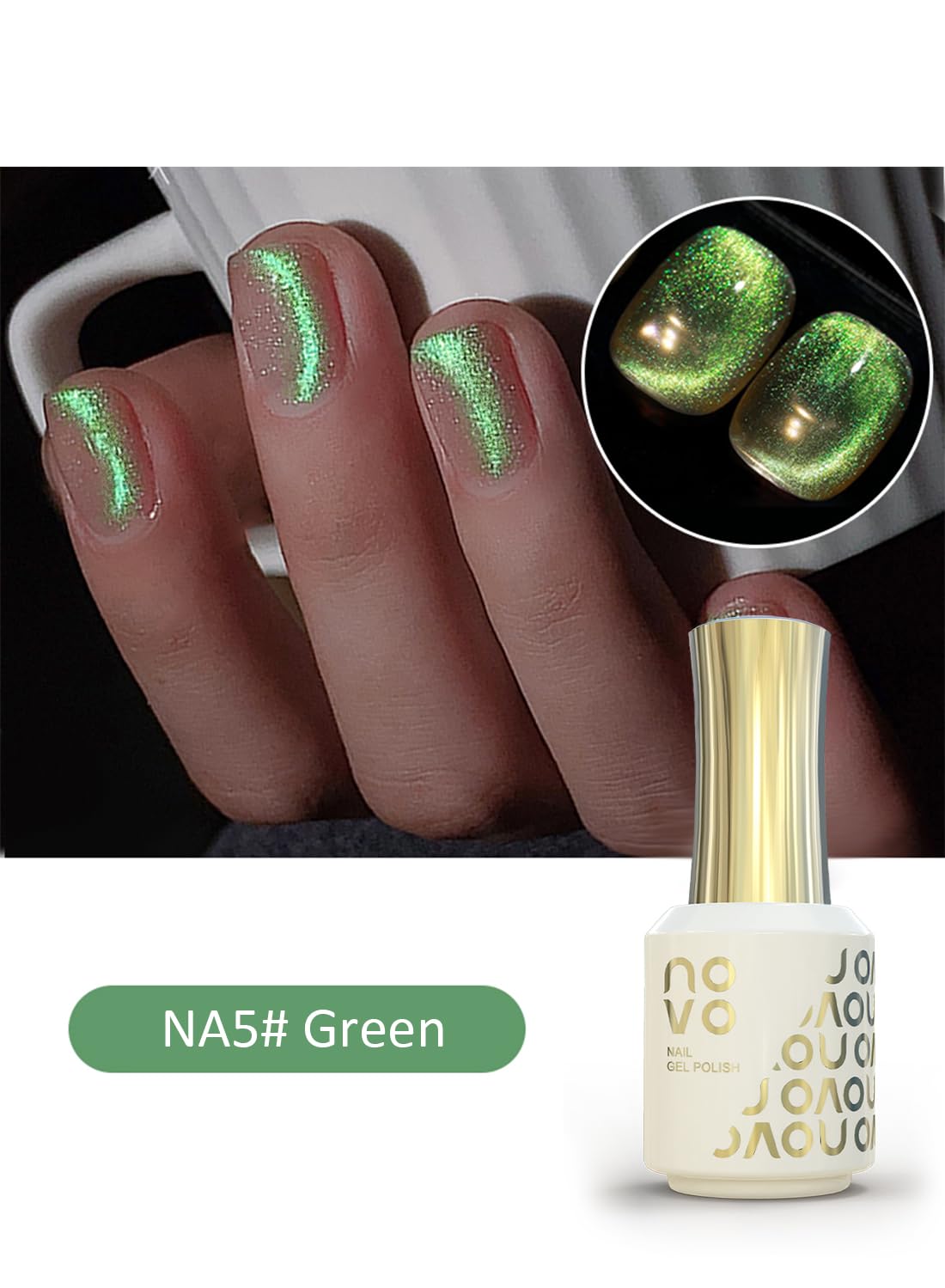 novo Cat Eye Gel Nail Polish, Nail Art Soak Off for Women 12ml-NA1# Light Purple