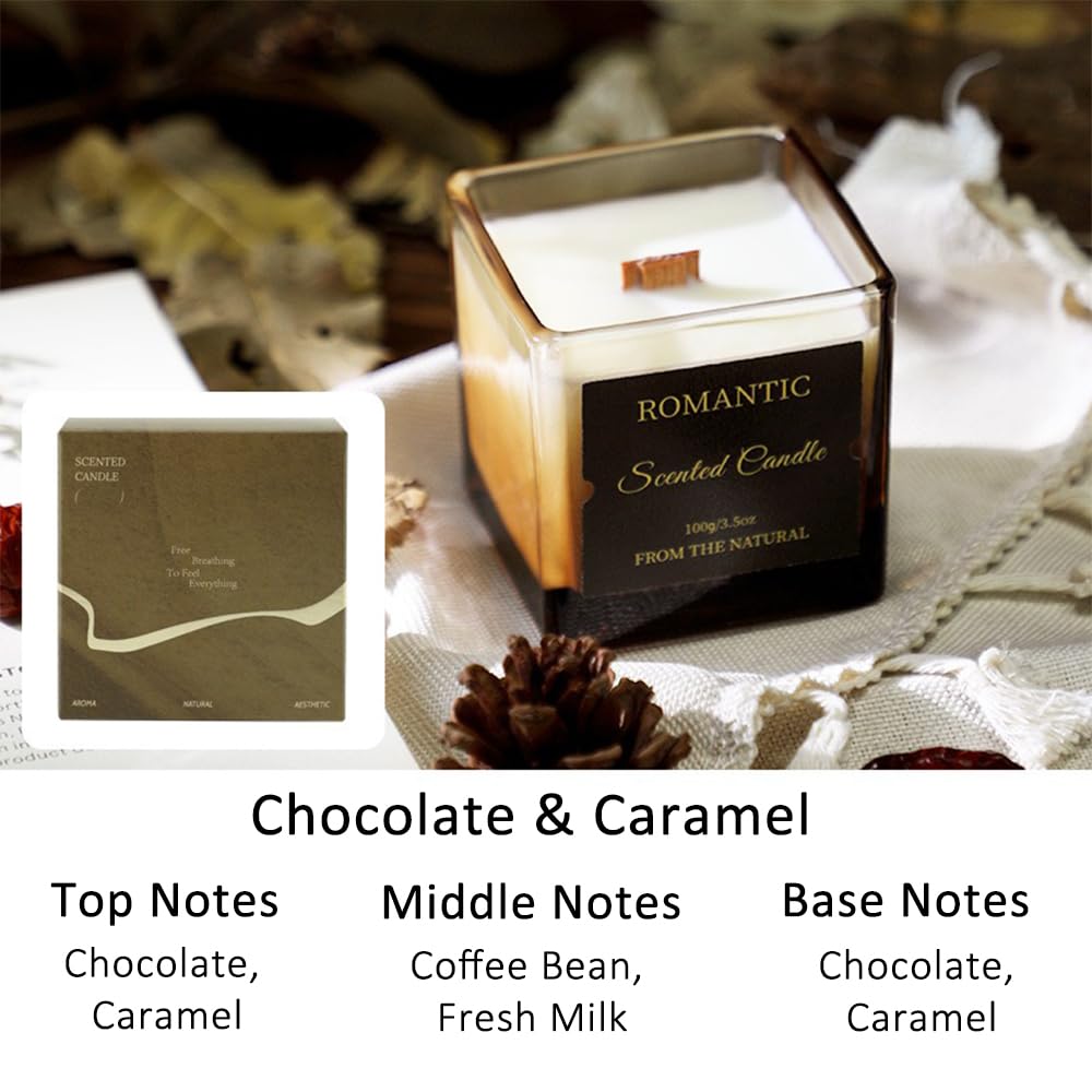 NOVO Aromatherapy Scented Candle ¨C Natural & Long-Lasting Coffee Aroma for Home, Office & Cozy D¨¦cor 100g -Chocolate & Caramel