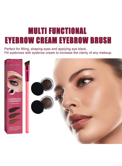 NOVO Multi-Function Eyebrow Cream Set, Brow Makeup & 4D Brow Stamp Brush, Taupe