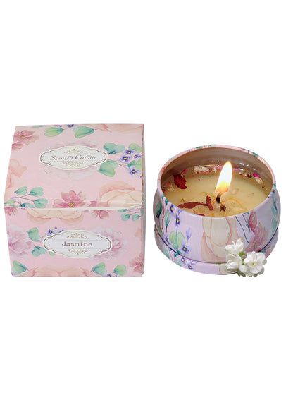 NOVO Scented Candle- 80g Natural Soy Wax Blend Aromatherapy Candle with Pure Essential Oils & Real Dried Flowers -Tuberose