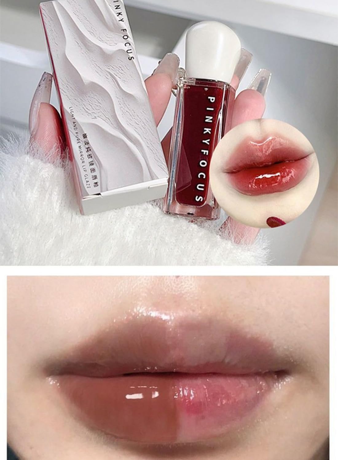 NOVO Mirror Lip Gloss, Moisturizing Long Lasting Waterproof High Pigmented Nonstick Cup Liquid Lipstick for Girls and Women, Lightweight Plumping Glaze Peach Pink 02#