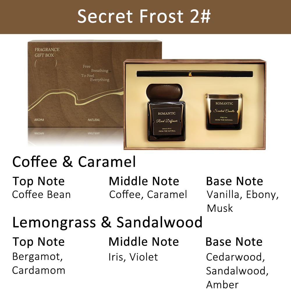 NOVO Scented Reed Diffuser Set ¨C Includes Aromatherapy Oil Diffuser and Coffee Aroma Candle for Home, Office & Cozy D¨¦cor -Bergamot & Coffee