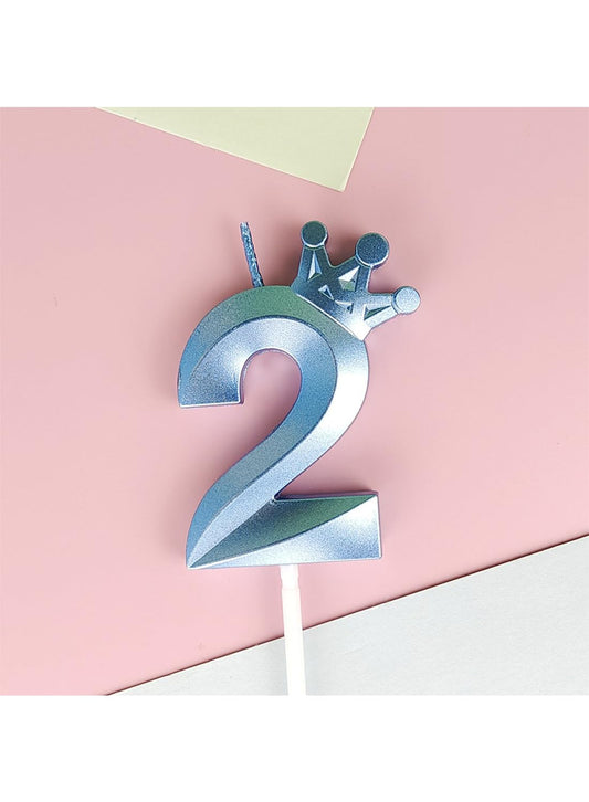 Birthday Number Candles for Cake Decoration, Glittery Cake Toppers with Cute Designs, Perfect for Kids' Parties, Anniversaries, and Celebrations-BLUE(No.2)