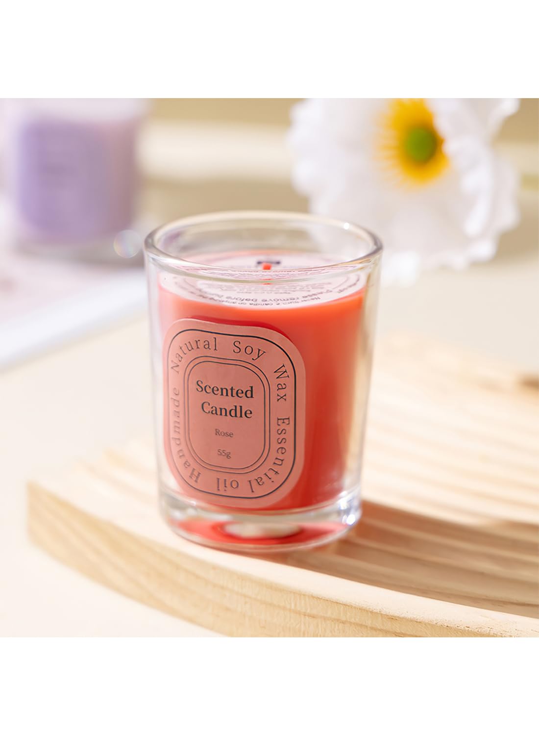 NOVO Scented Candles, Natural Soy Wax Blend Aromatherapy Candle with Pure Essential Oils 55g-Vanilla