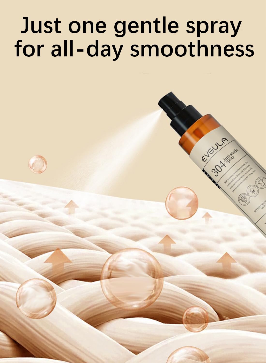 Anti-Static Spray, Odor Eliminator & Anti-Wrinkle De-Cling for Clothes, 200ml