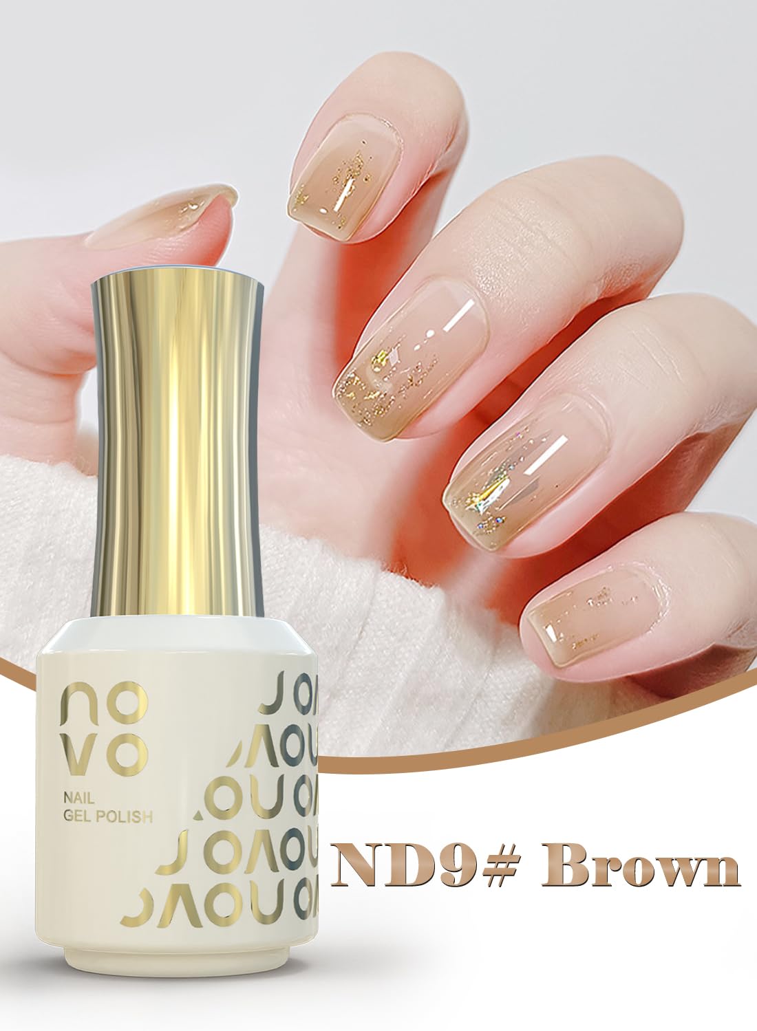 novo 5-in-1 Gel Polish, UV LED Multifunctional Builder Nail Gel 15ml-ND9# Brown