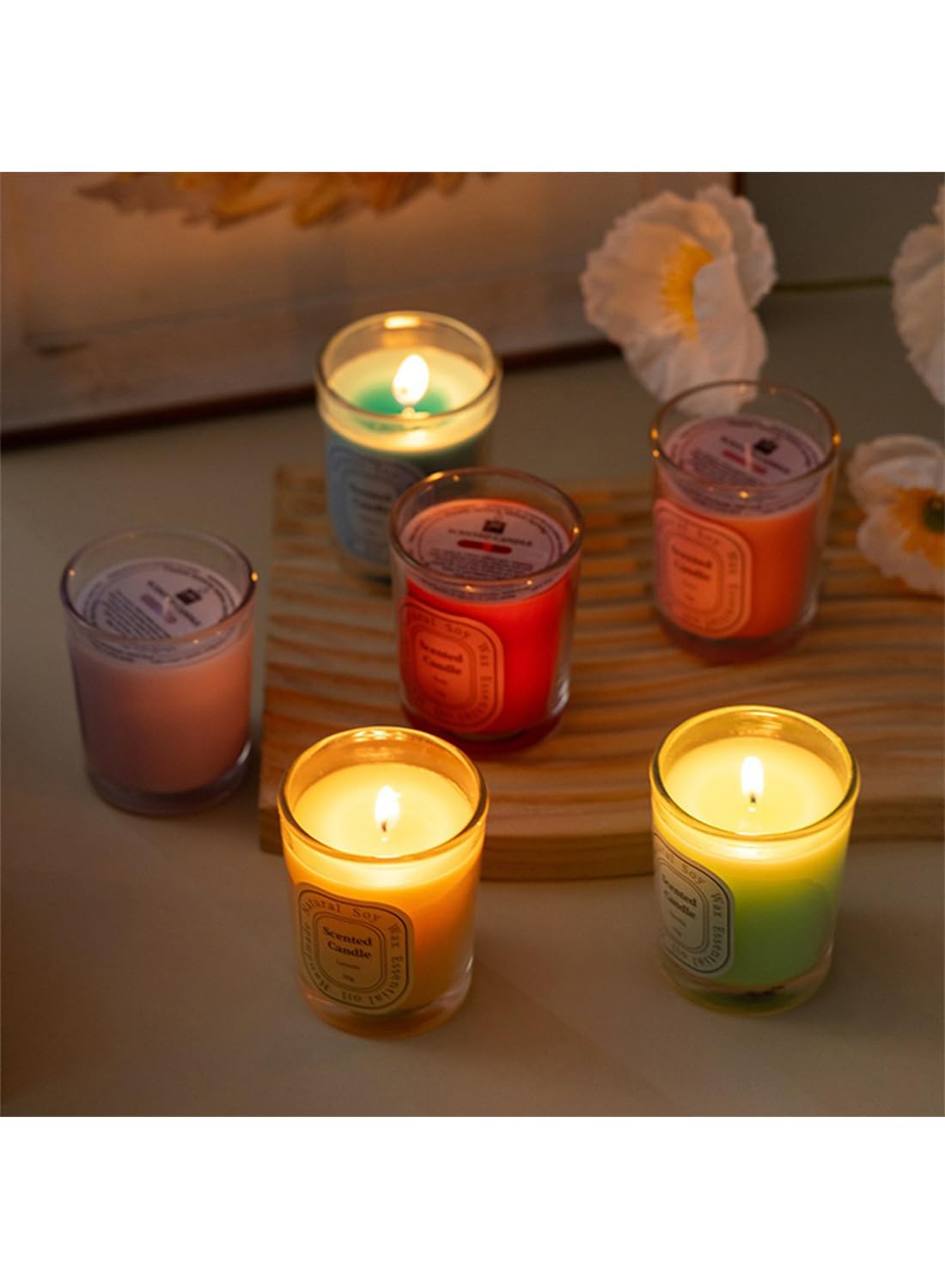 NOVO Scented Candles, Natural Soy Wax Blend Aromatherapy Candle with Pure Essential Oils 55g-Vanilla
