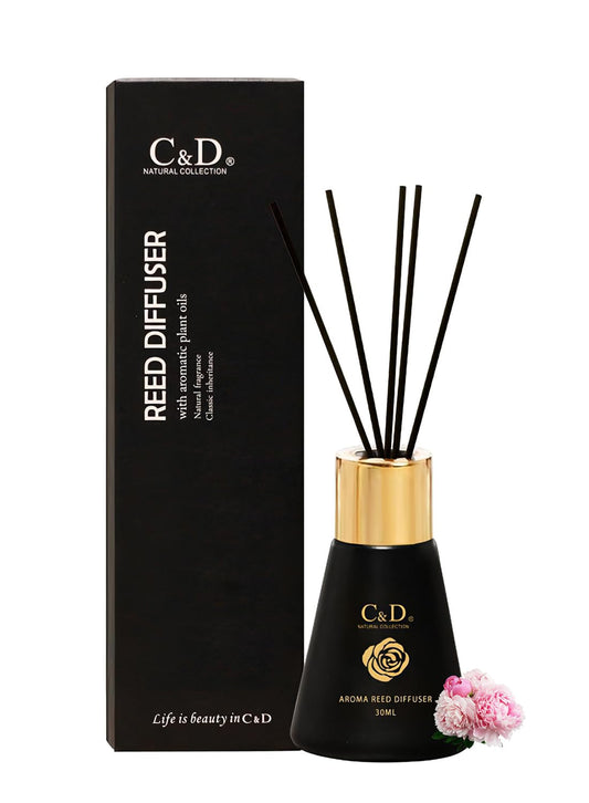 NOVO Scented Oil Reed Diffuser, Natural Long Lasting Home Fragrance, Perfect for Bathroom Bedroom Home Decor 30ml - Peony Rouge Velvet