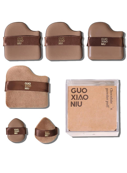 NOVO 6Pcs Chocolate Color Soft Makeup Sponge Puff Set, Wet & Dry Use Foundation Applicators for Smooth Blending and Coverage