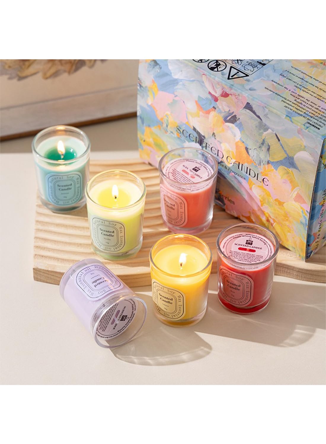 NOVO Scented Candles, Natural Soy Wax Blend Aromatherapy Candle with Pure Essential Oils 55g-Lavender
