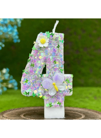 7cm Birthday Number Candles for Cake Decoration, Glittery Cake Toppers with Cute Designs, Perfect for Kids' Parties, Anniversaries, and Celebrations-Green Turtle(No.0)