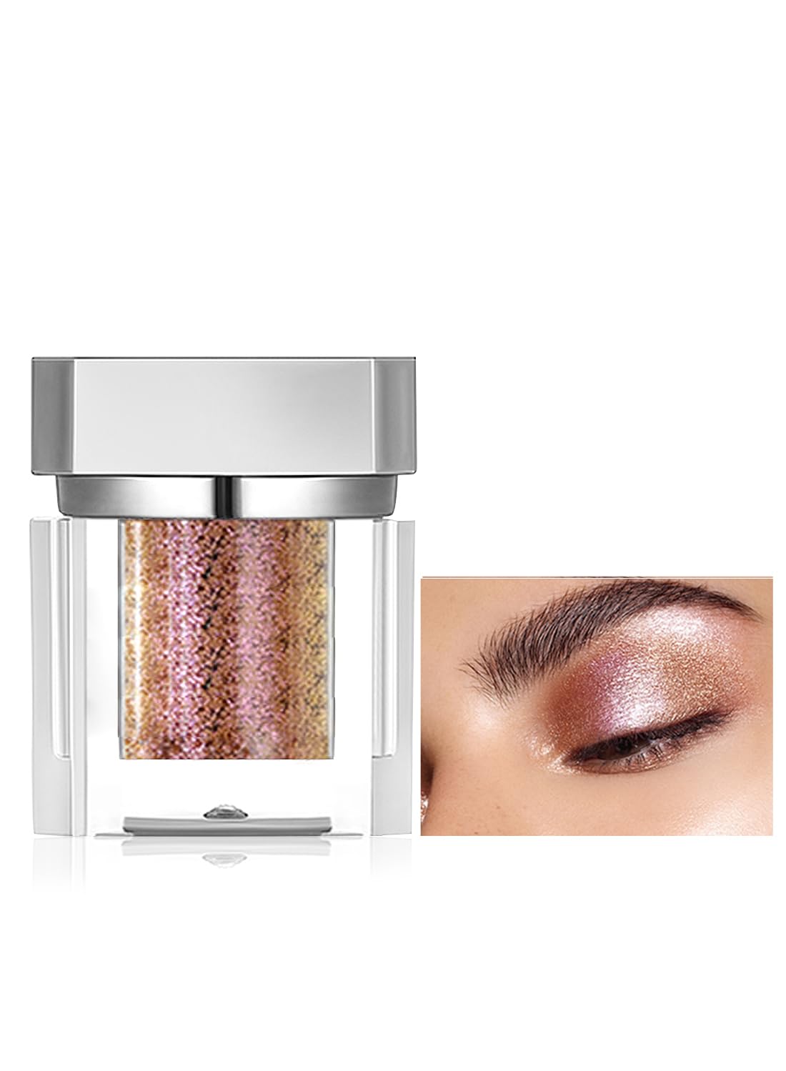 NOVO Eyeshadow Cream, Matte Glitter Shimmer Long-Lasting Highly Pigmented Mashed Potato Eyeshadow Powder, Long Wearing Eye Makeup Gold/Pink S703