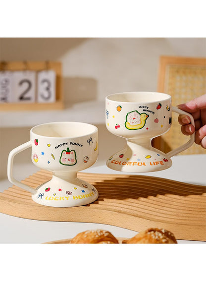 NOVO Hand-Painted Coloful Ceramic Mug Cup,Boho Style, Microwave Dishwasher Oven Safe, for Coffee, Breakfast & Ice Cream 550ml-Dark Blue