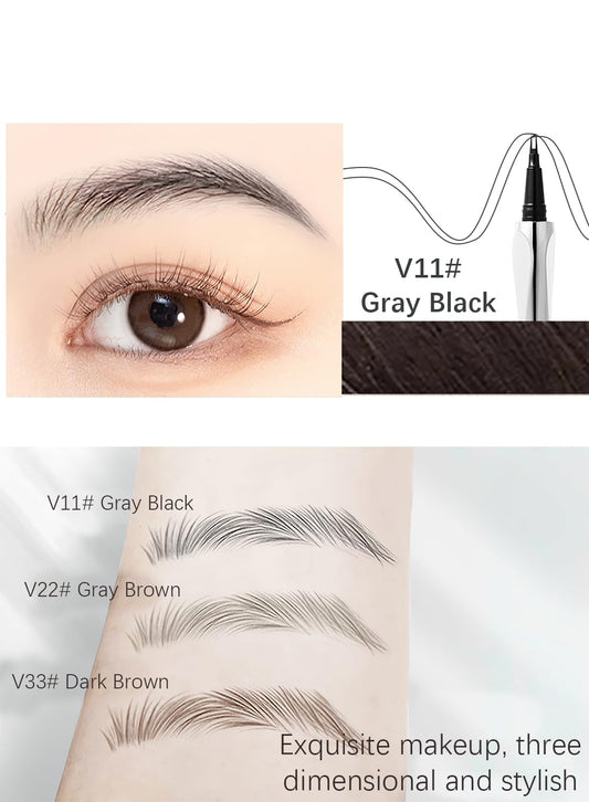 NOVO Eyebrow Pen with Micro-Fork Tip, 2 Tip Microblade Eyebrow & Waterproof Smudgeproof Long Lasting Brow Contouring Pencil, Create Natural Brows(Dark Brown)