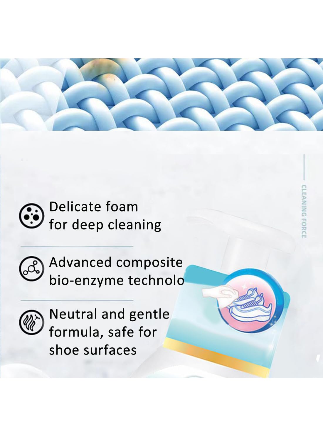 Shoe Cleaning Agent, Waterless Sneaker Cleaner Foam for Tennis Shoes, Canvas 280ml
