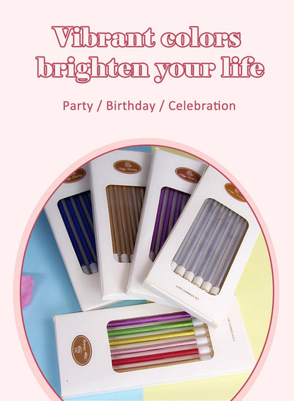 Colorful Long Thin Metallic Birthday Candles Kit£¬