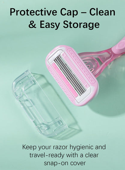 Disposable Razor, Shaving Razors, Flexible Pivoting Head, Soft Handle for Women
