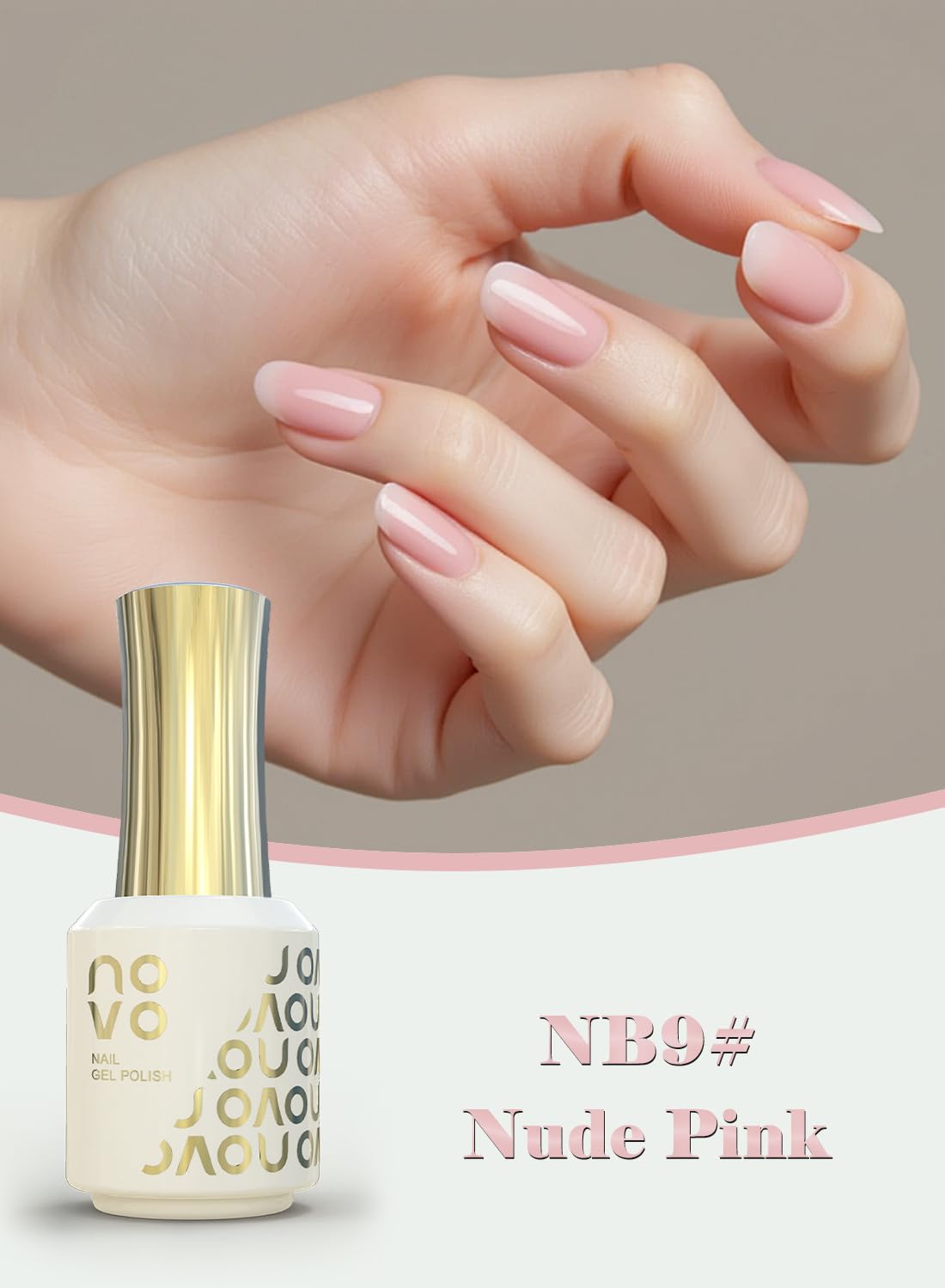 novo Rubber Base Gel, Shiny UV LED Gel Nail Polish for Women 12ml-NB9# Nude Pink