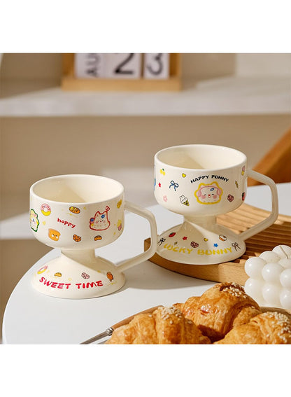 NOVO Hand-Painted Coloful Ceramic Mug Cup,Boho Style, Microwave Dishwasher Oven Safe, for Coffee, Breakfast & Ice Cream 550ml-Dark Blue