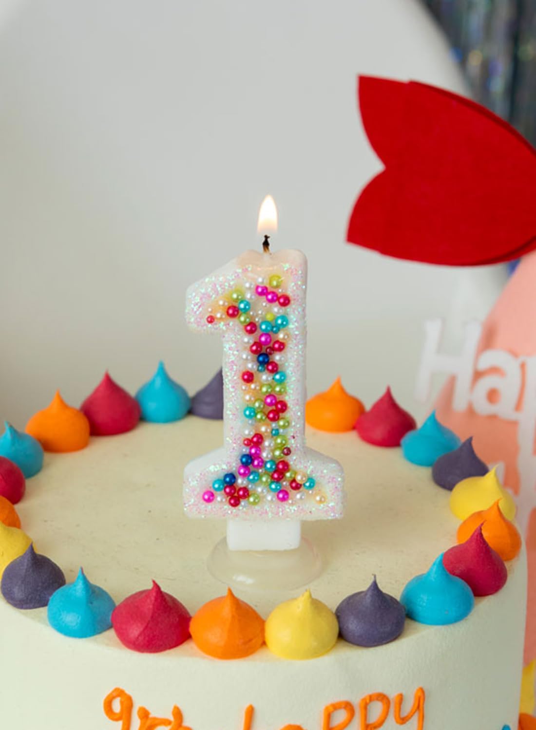 7cm Birthday Number Candles for Cake Decoration, Glittery Cake Toppers with Cute Designs, Perfect for Kids' Parties, Anniversaries, and Celebrations-Green Turtle(No.0)