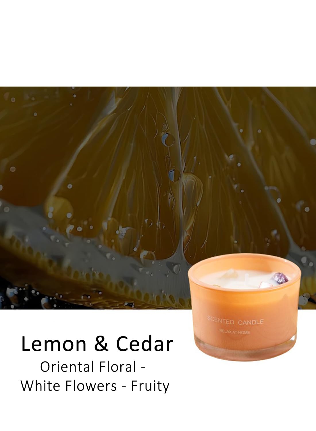NOVO Scented Candles, 90g Natural Soy Wax Blend Aromatherapy Candle with Pure Essential Oils & Decorative Crystal-Black