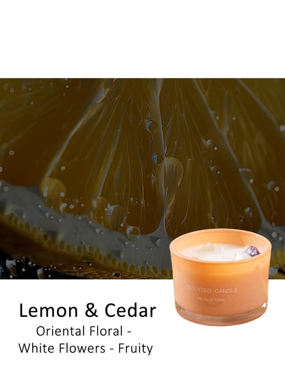 NOVO Scented Candles, 90g Natural Soy Wax Blend Aromatherapy Candle with Pure Essential Oils & Decorative Crystal-Pink