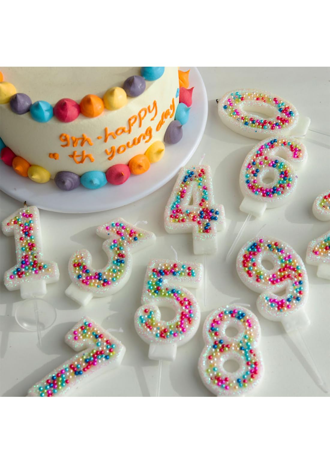 7cm Birthday Number Candles for Cake Decoration, Glittery Cake Toppers with Cute Designs, Perfect for Kids' Parties, Anniversaries, and Celebrations-Green Turtle(No.0)