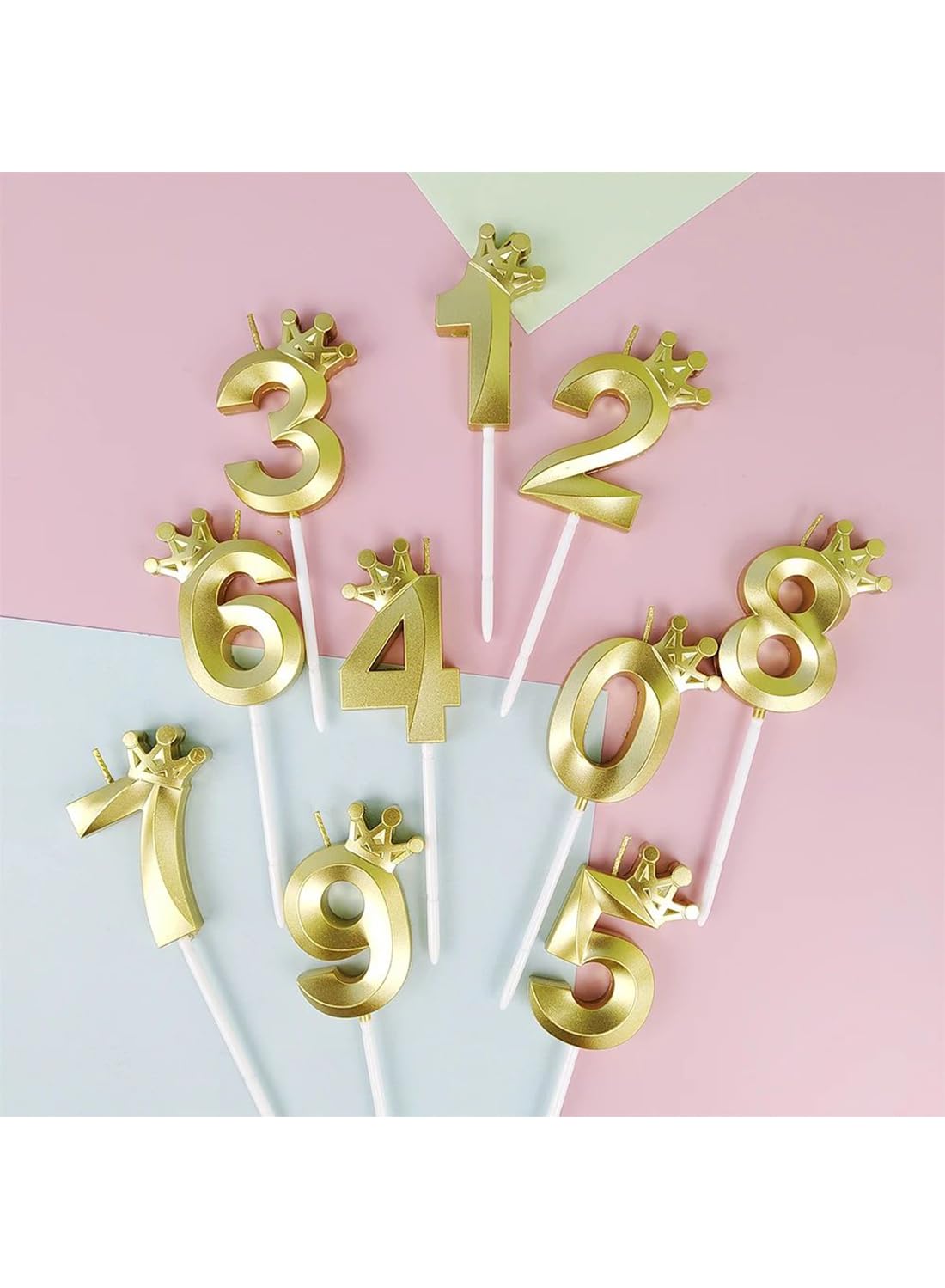 Birthday Number Candles for Cake Decoration, Glittery Cake Toppers with Cute Designs, Perfect for Kids' Parties, Anniversaries, and Celebrations-GOLD(No.9)
