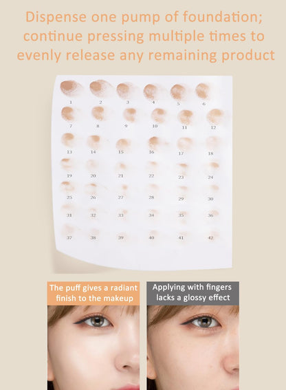 NOVO 7Pcs Water Drop Shaped Peach Pink Sponge Puff, Flawless Foundation Blender Makeup Puff Set for Women