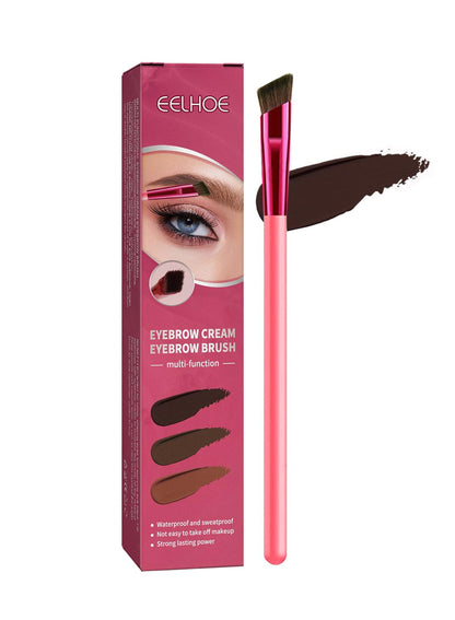 NOVO Multi-Function Eyebrow Cream Set, Brow Makeup & 4D Brow Stamp Brush, Dark Brown
