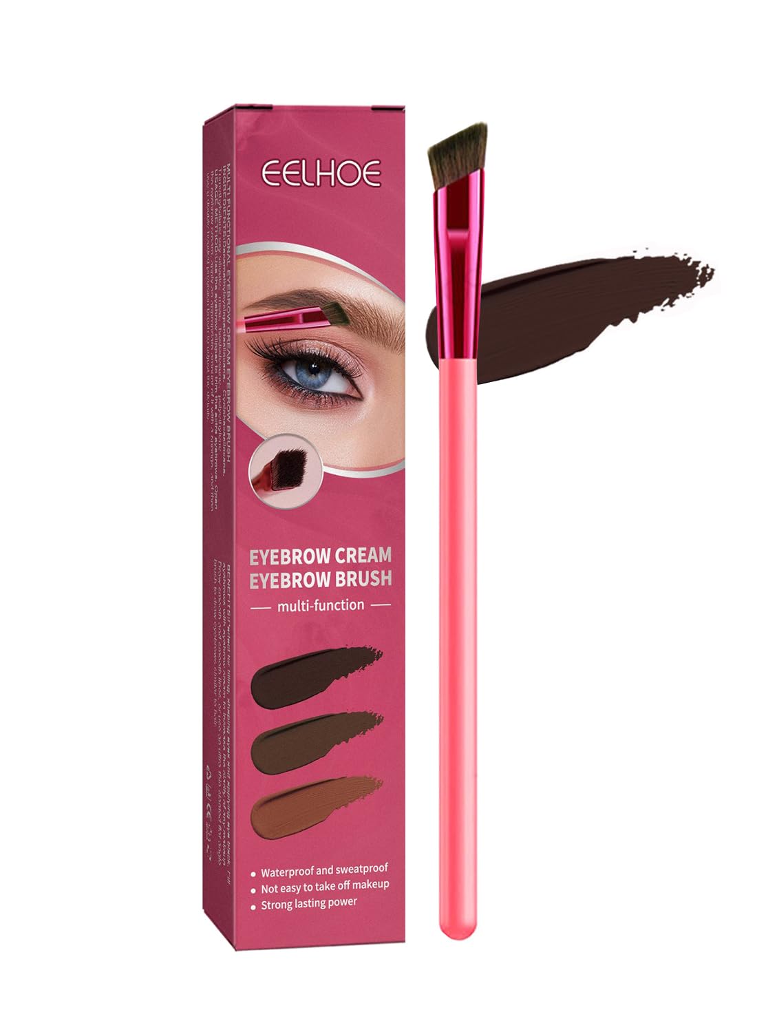 NOVO Multi-Function Eyebrow Cream Set, Brow Makeup & 4D Brow Stamp Brush, Taupe