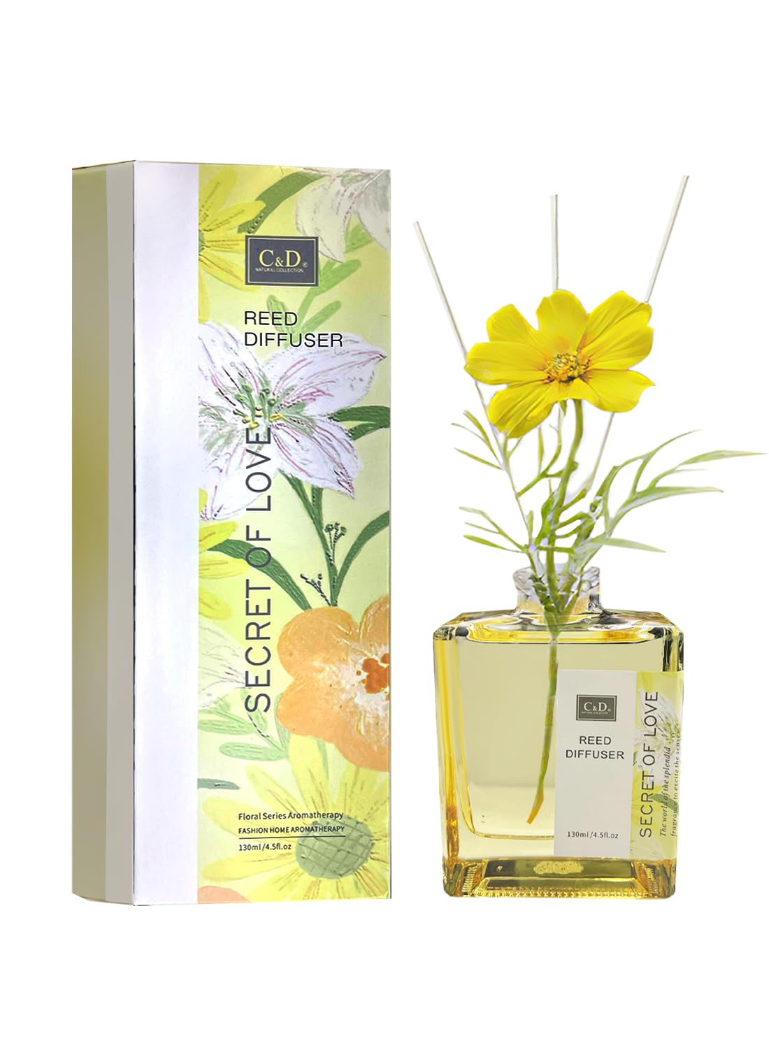 NOVO Flower Reed Diffuser with Essential Oils, Premium Long-Lasting Fragrance Scented Gift Set for Home, Bedroom, Bathroom & Office Decor, 100ml -Pear & Freesia