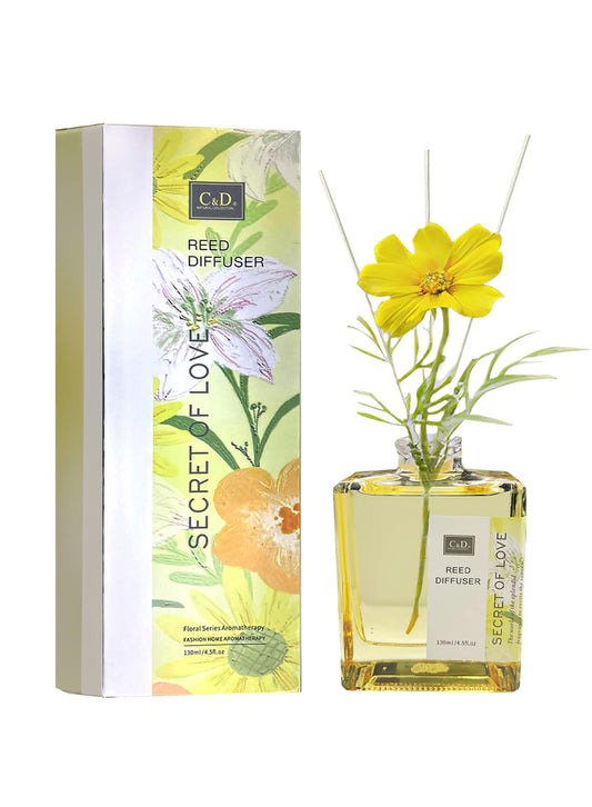 NOVO Flower Reed Diffuser with Essential Oils, Premium Long-Lasting Fragrance Scented Gift Set for Home, Bedroom, Bathroom & Office Decor, 100ml -Pear & Freesia