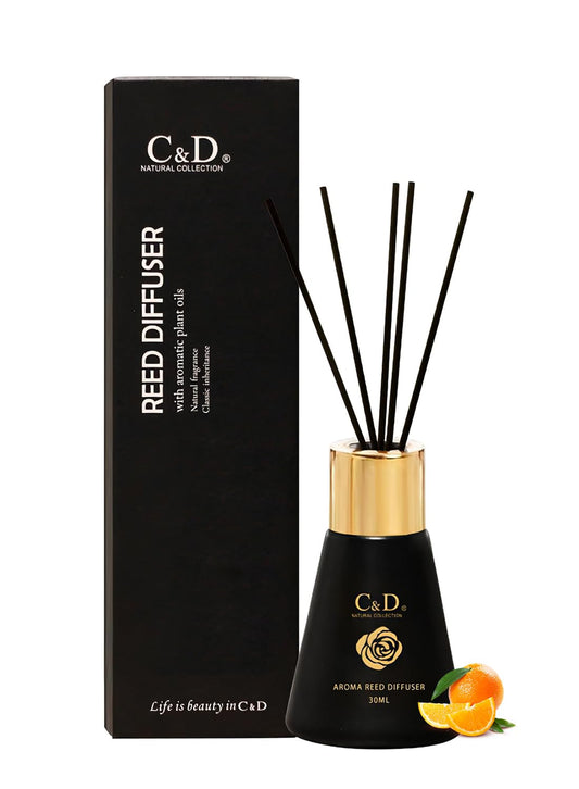 NOVO Scented Oil Reed Diffuser, Natural Long Lasting Home Fragrance, Perfect for Bathroom Bedroom Home Decor 30ml - Orange Blossom