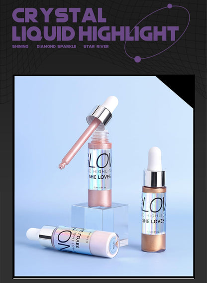 NOVO Liquid Highlighter, Shimmer Glitter Body Oil, Long Lasting Waterproof High Shiny Illuminator for Face and Body 15ML Pearl White NO.01