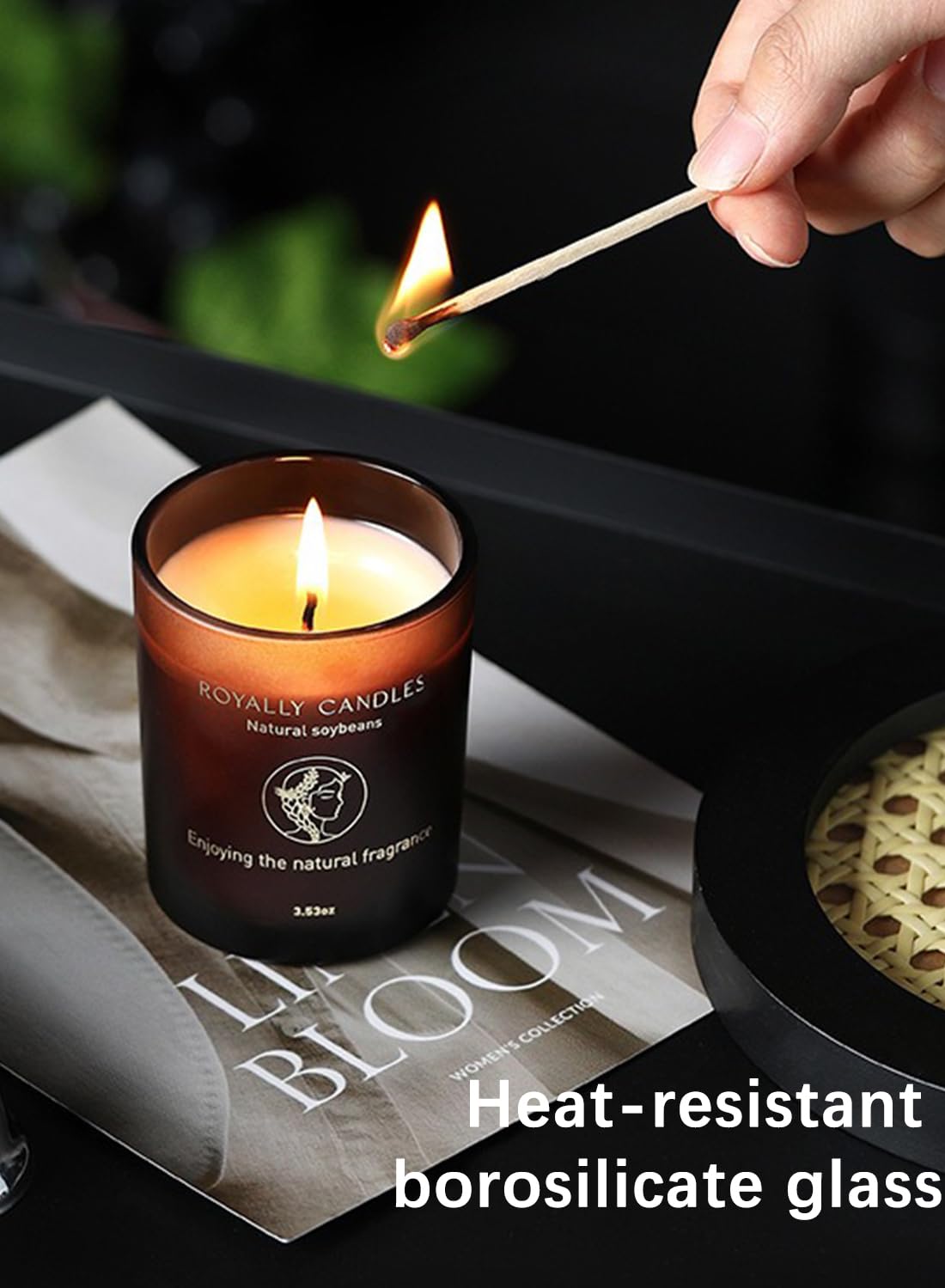 Scented Candle, Coffee Fragrance Candles, Natural Rapeseed Wax for Home & Office 33 Hours of Burn Time, 100g