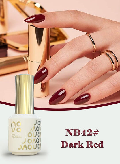 novo Rubber Base Gel, Shiny UV LED Gel Nail Polish for Women 12ml-NB42# Dark Red
