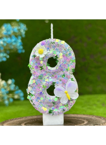 7cm Birthday Number Candles for Cake Decoration, Glittery Cake Toppers with Cute Designs, Perfect for Kids' Parties, Anniversaries, and Celebrations-Green Turtle(No.0)