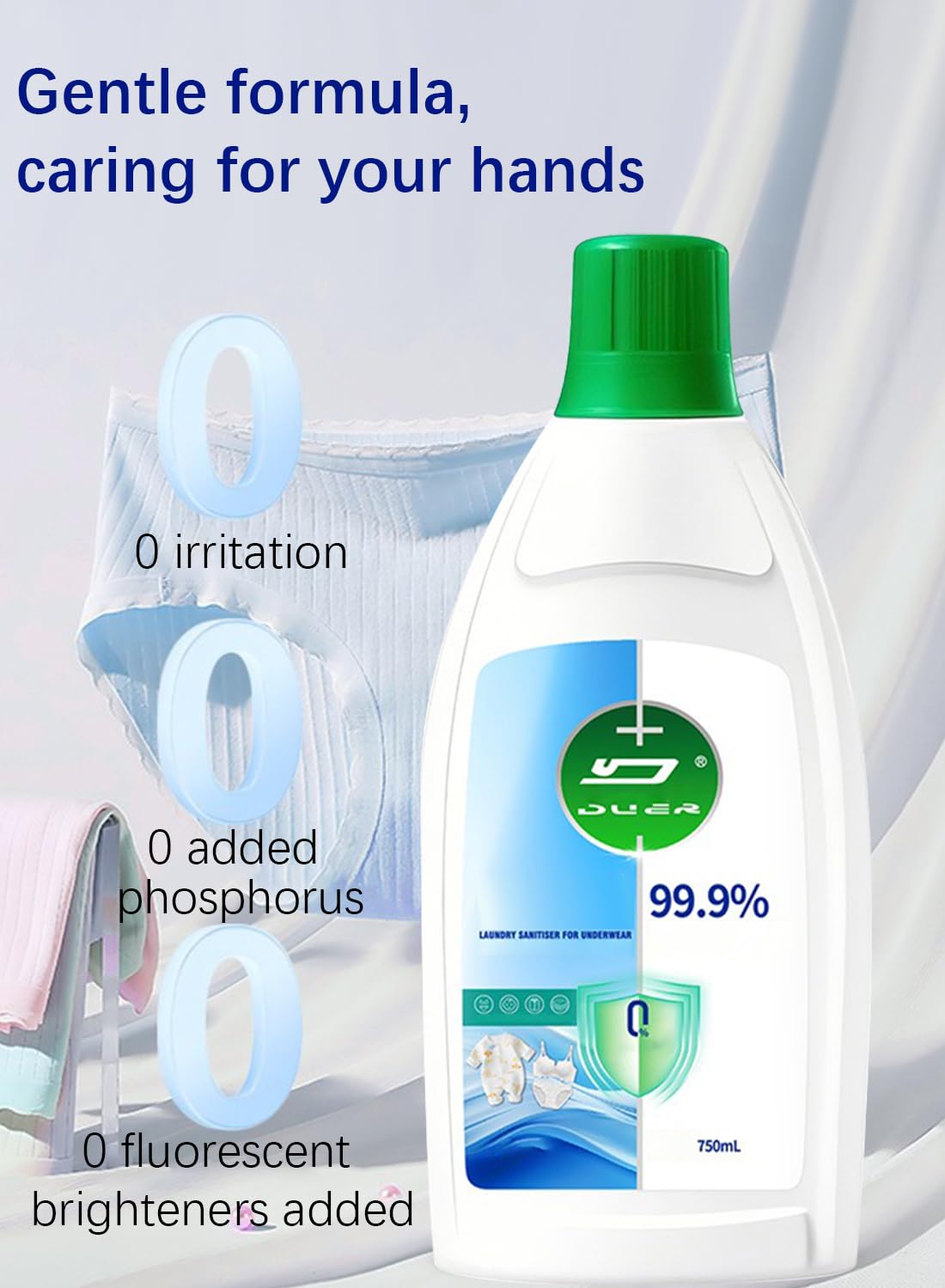 Laundry Sanitizer, Odor Eliminator, Anti-Bacteria, Gentle for Underwear, 750ml