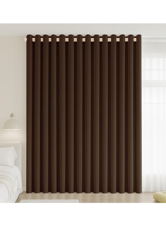NOVO Double-Sided Chenille Blackout Curtain ¨C Grommet Top, 95% Light Blocking, Single Panel, W250 x H270CM, Fits Windows 125¨C165CM Wide (Brown)