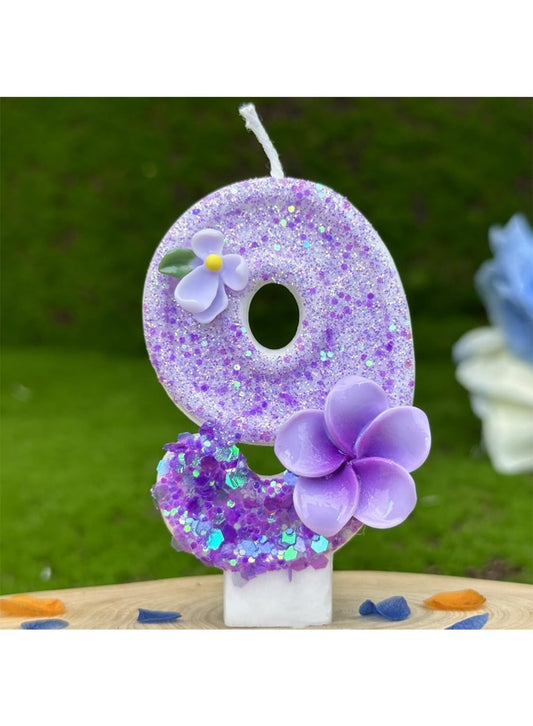 7cm Birthday Number Candles for Cake Decoration, Glittery Cake Toppers with Cute Designs, Perfect for Kids' Parties, Anniversaries, and Celebrations-Green Turtle(No.0)