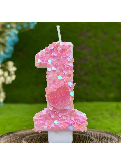 7cm Birthday Number Candles for Cake Decoration, Glittery Cake Toppers with Cute Designs, Perfect for Kids' Parties, Anniversaries, and Celebrations-Green Turtle(No.0)