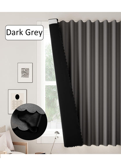 NOVO Velcro Curtains, Pongee No Drill Curtain, 100% Blackout, 1 Panel, W150 x H200CM, Fits Windows 75-100CM Wide, Beige