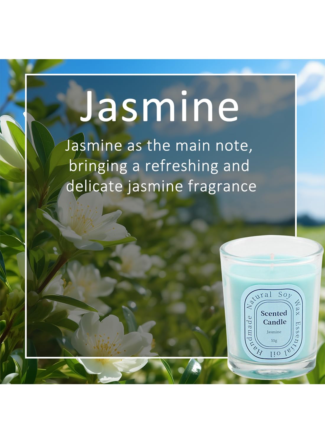 NOVO Scented Candles, Natural Soy Wax Blend Aromatherapy Candle with Pure Essential Oils 55g-Vanilla