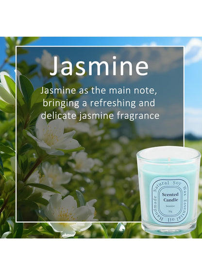 NOVO Scented Candles, Natural Soy Wax Blend Aromatherapy Candle with Pure Essential Oils 55g-Jasmine