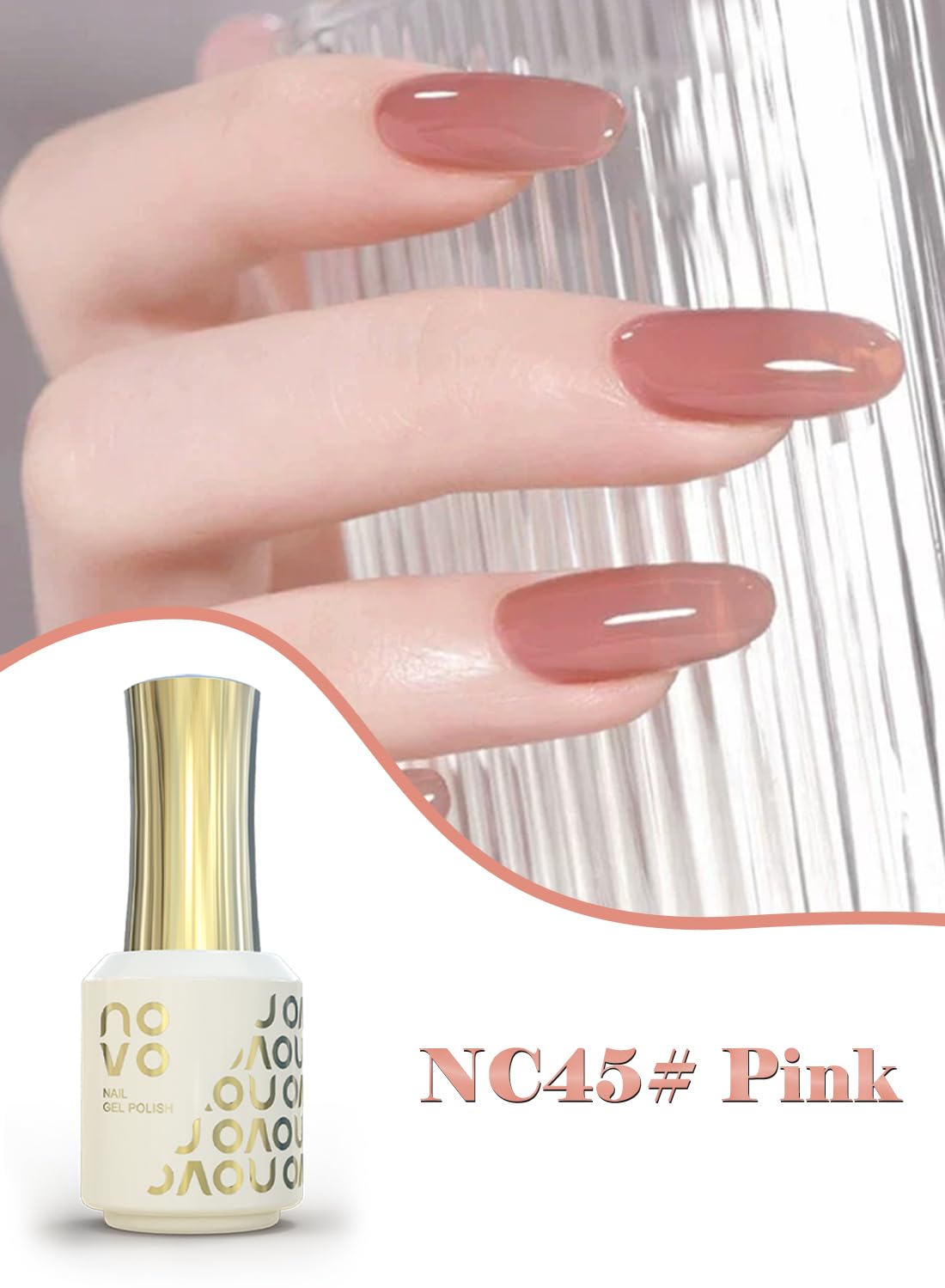novo Jelly Gel Nail Polish, Sheer Nail Polish, UV LED Gel for DIY 12ml-NC45# Pink