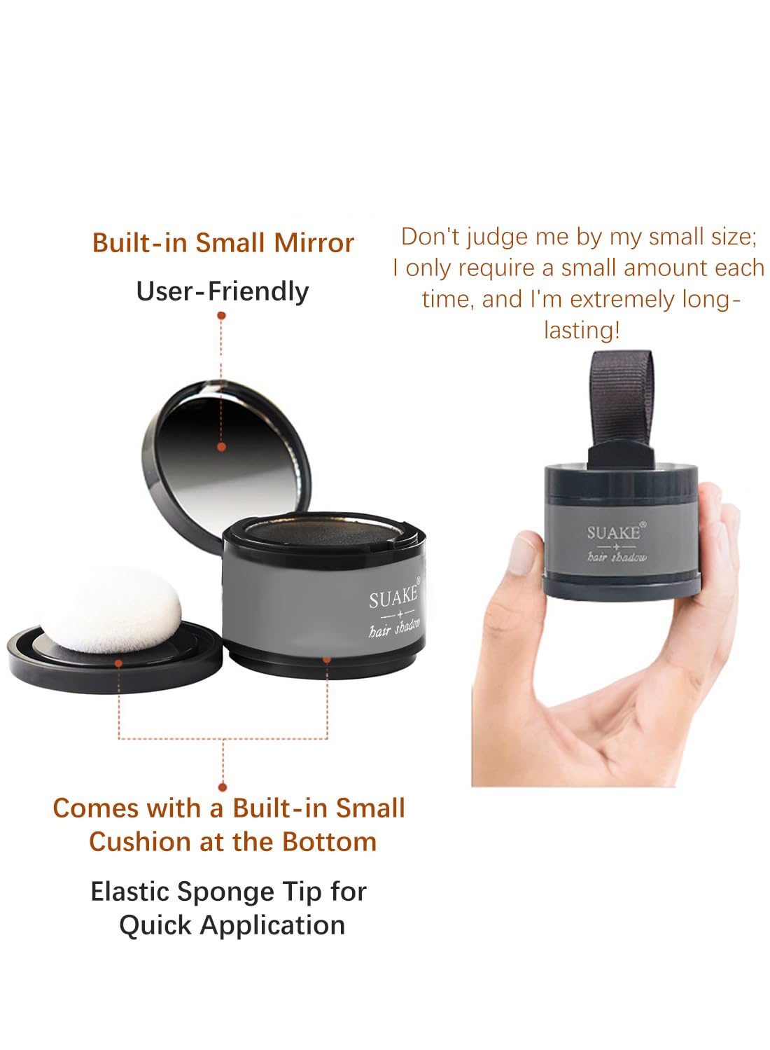 NOVO Hair Shadow Powder with Puff Touch, Instantly Natural Magical Hairline Concealer, Hair Root Dye for Thinning Hair, Beautify Forehead Curves 4G Brown