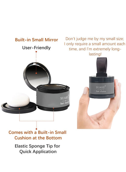 NOVO Hair Shadow Powder with Puff Touch, Instantly Natural Magical Hairline Concealer, Hair Root Dye for Thinning Hair, Beautify Forehead Curves 4G Brown