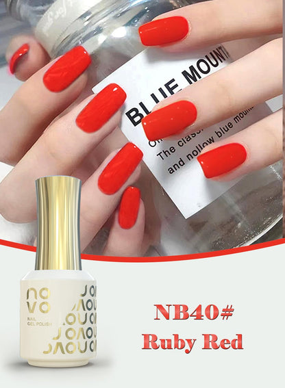 novo Rubber Base Gel, Shiny UV LED Gel Nail Polish for Women 12ml-NB40# Ruby Red